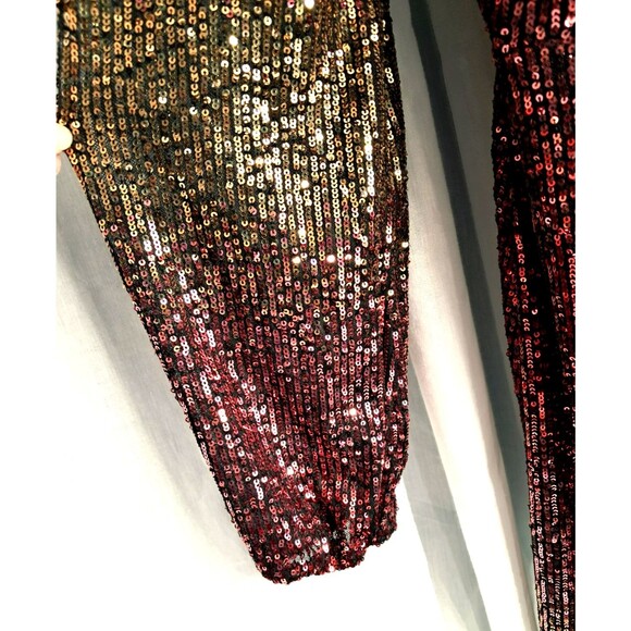 NWT Premier Amour Sequin Wrap Party Dress Cocktail Size 10 Red, Cranberry Gold - Picture 9 of 11